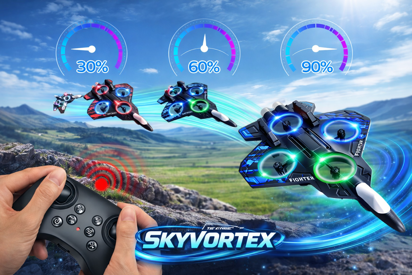 SkyVortex™ LED Stunt Fighter Drone
