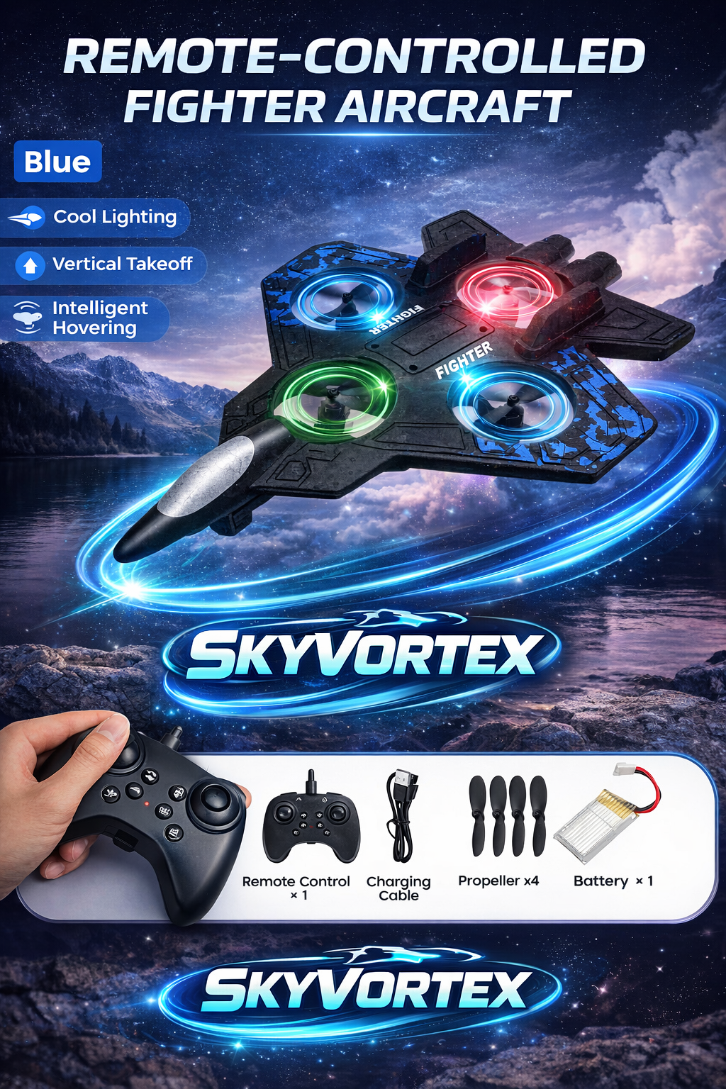 SkyVortex™ LED Stunt Fighter Drone