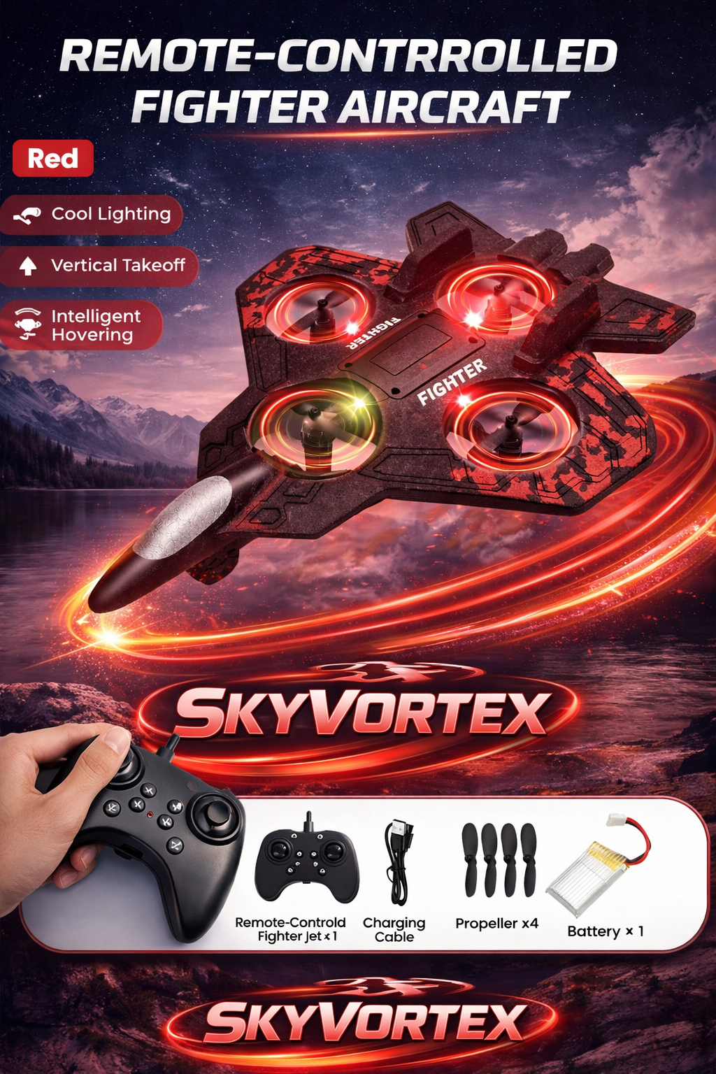 SkyVortex™ LED Stunt Fighter Drone